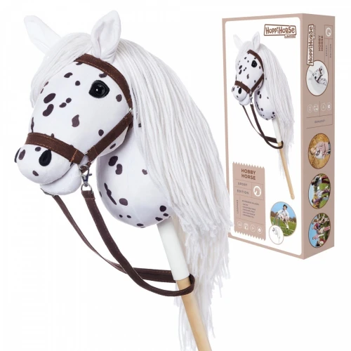 Tootiny Koń na kiju Hobby Horse HOPPIHORSE A3 Leopard - biały, maść tarantowata