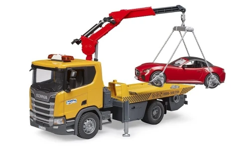 BRUDER Pojazdy Scania Super 560R Laweta pomocy drogowej i Roadster