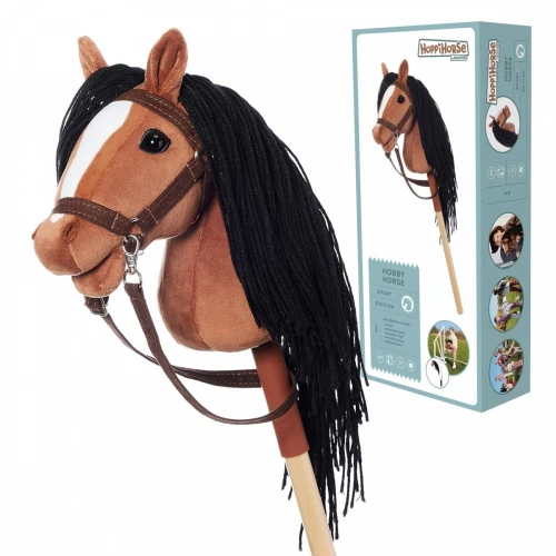 Tootiny Koń na kiju Hobby Horse HOPPIHORSE A4 Bay - ciemny brąz, maść gniada