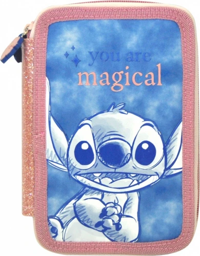 Kids Euroswan Piórnik dwukomorowy Stitch z wyposażeniem